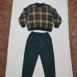 Alfred Dunner Womens Green & Tan Plaid Outfit Size XL/16 Set 2-Piece